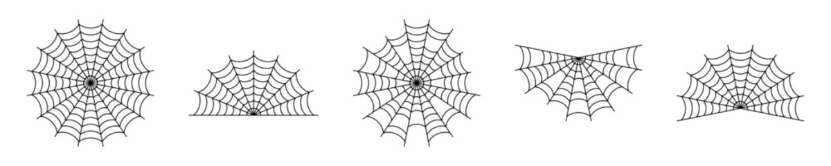 Obraz premium Symmetrical Spider Web Vector Designs Set