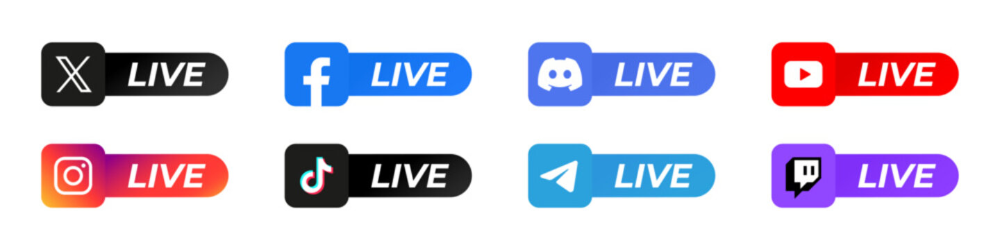 Live Streaming Platform Logo Vector Editorial Set. Rivne, Ukraine - January 2, 2025