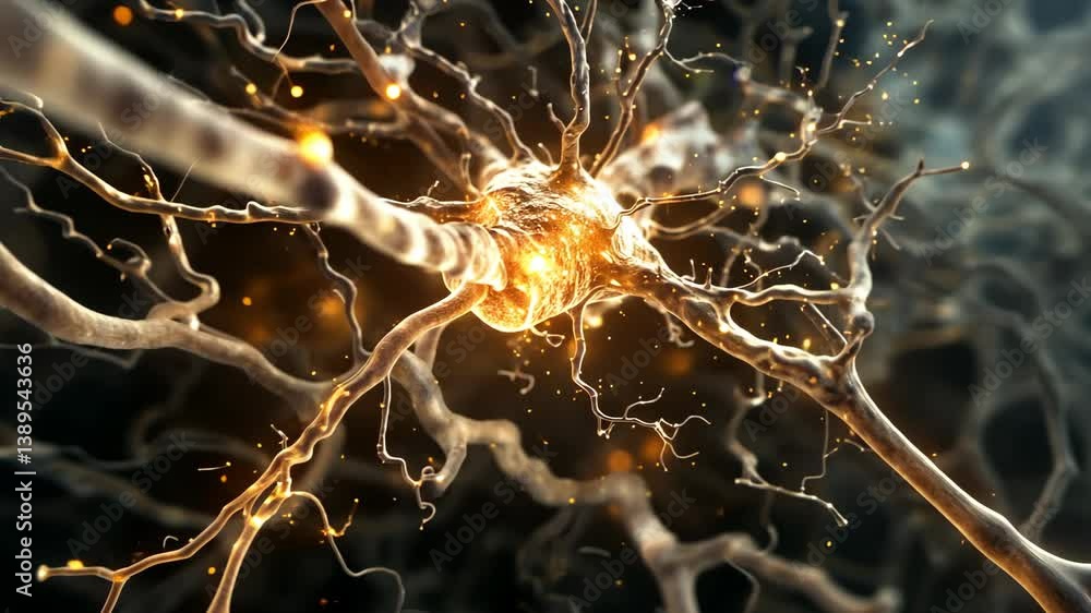 Poster detailed look at the structure of a neuron, highlighting the dendrites and synapses