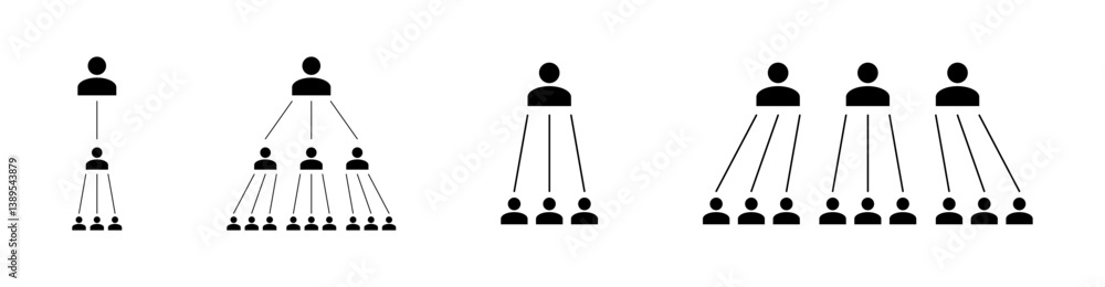 Poster hierarchy and team structure silhouettes vector set