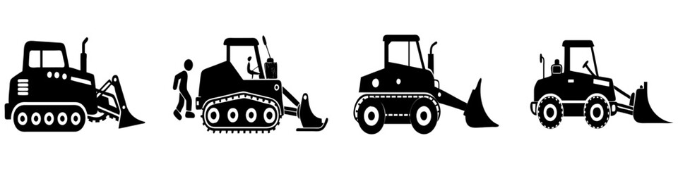 bulldozer icon, bulldozer silhouette vector illustration-simple silhouette illustration of bulldozer, perfect for bulldozer logos and icons