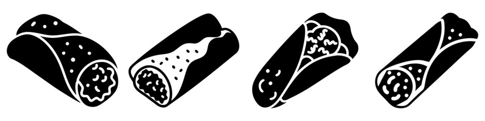 burrito icon, burrito silhouette vector illustration-simple silhouette illustration of burrito, perfect for burrito logos and icons