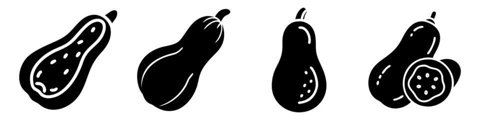 butternut squash icon, butternut squash silhouette vector illustration-simple silhouette illustration of butternut squash, perfect for butternut squash logos and icons