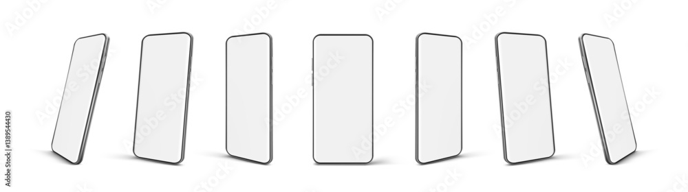 Aufkleber modern smartphone mockups in multiple angles vector set