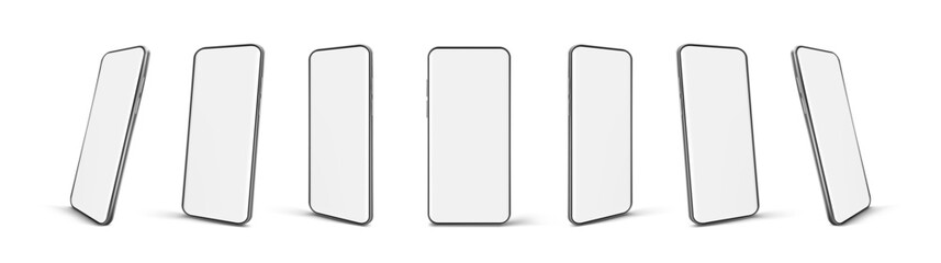 Modern Smartphone Mockups in Multiple Angles Vector Set