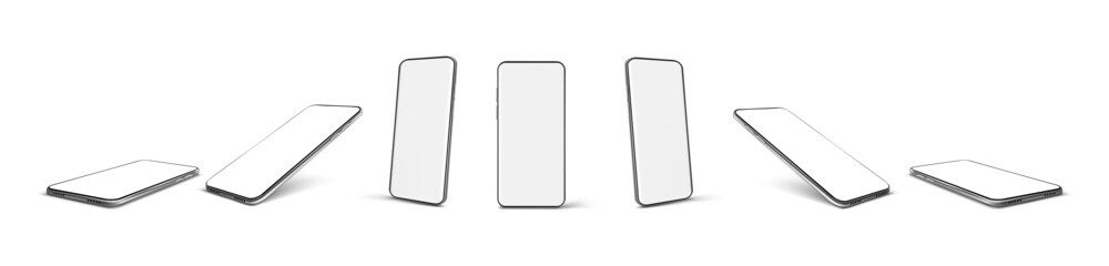 Modern Smartphone Mockups in Multiple Angles Vector Set
