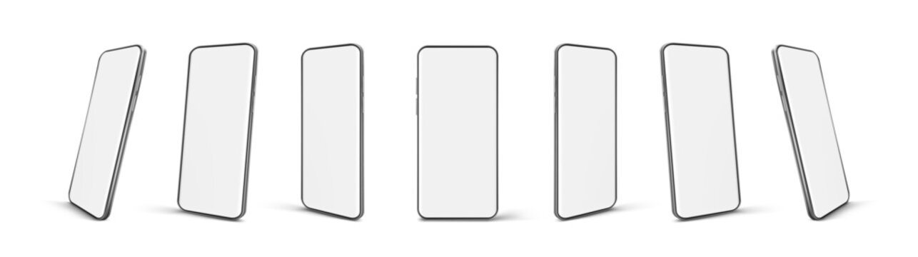 Modern Smartphone Mockups in Multiple Angles Vector Set