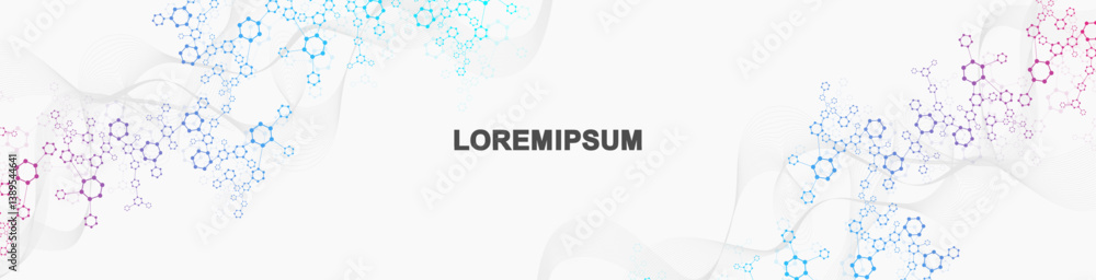 Poster abstract technology connect background lines and dots with hexagons. modern hexagons technology conc