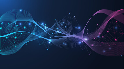 Global network connection. Global business. Social network communication. Internet technology. Vector illustration