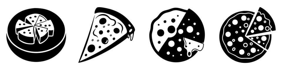 cheese pizza icon, cheese pizza silhouette vector illustration-simple silhouette illustration of cheese pizza, perfect for cheese pizza logos and icons