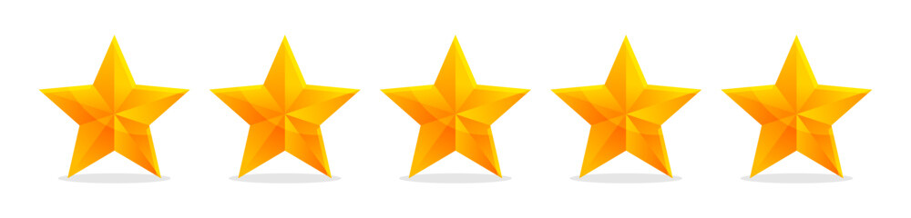 Golden Five-Star Rating Vector Icons Set