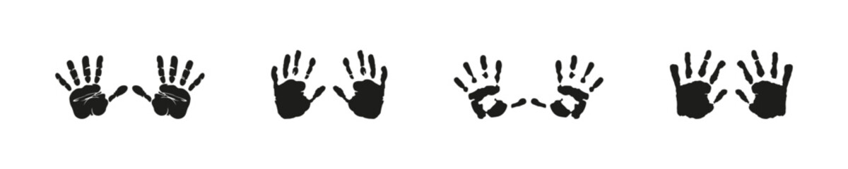 Black Handprint Silhouettes Vector Set