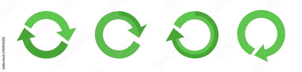 Poster green circular arrows for recycling or refresh vector set