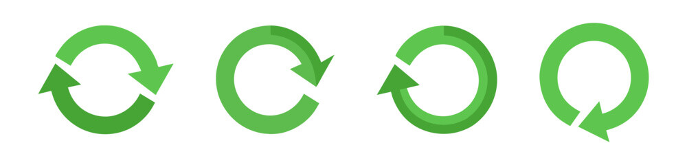 Green Circular Arrows for Recycling or Refresh Vector Set