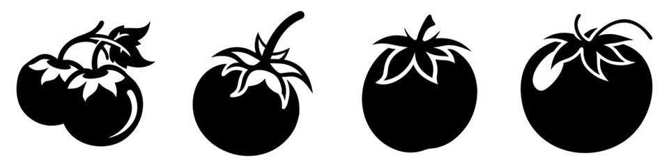 cherry tomato icon, cherry tomato silhouette vector illustration-simple silhouette illustration of cherry tomato, perfect for cherry tomato logos and icons