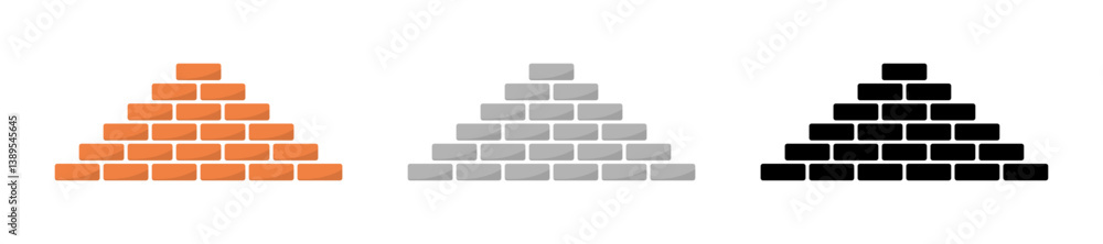 Poster pyramid stack of bricks in three styles vector set