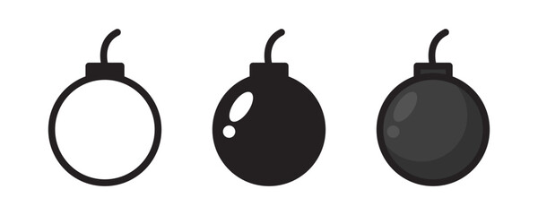 Bomb Vector Icon Set Design in Three Variants