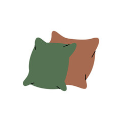 Two fluffy pillows. Fluffy pillows for sleeping. Vector illustration.