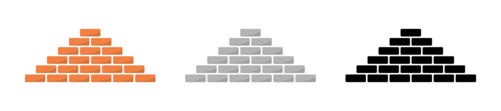 Pyramid Stack of Bricks in Three Styles Vector Set