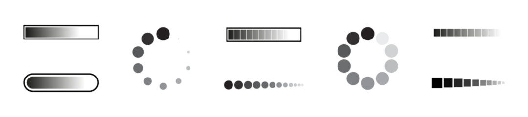 Loading and Progress Bar Vector Icon Set