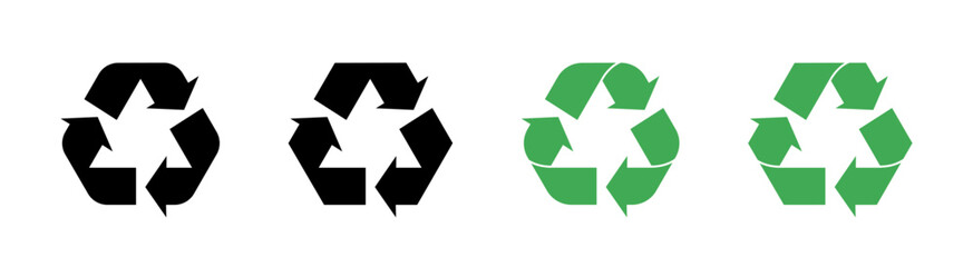 Obraz premium Black and Green Recycling Symbol Vector Icons Set