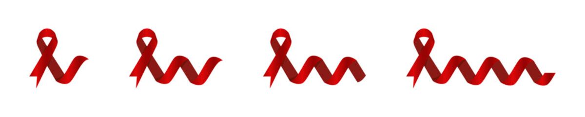 Red Awareness Ribbon Designs and Variations Vector Set