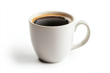 Obraz premium Aromatic black coffee in a white mug perfect morning brew isolated on white background with simple