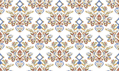 Motifs Ikat floral paisley embroidery floral. ikat ethnic Saree Sarong oriental pattern traditional.Ikat embroidery style abstract embroidery design for background,fabric,wrapping,clothing,wallpaper.