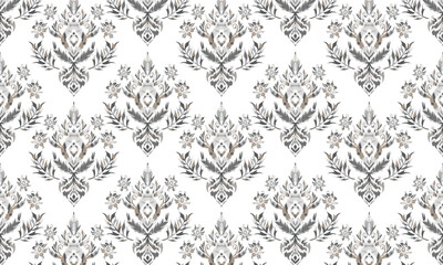 Motifs Ikat floral paisley embroidery floral. ikat ethnic Saree Sarong oriental pattern traditional.Ikat embroidery style abstract embroidery design for background,fabric,wrapping,clothing,wallpaper.