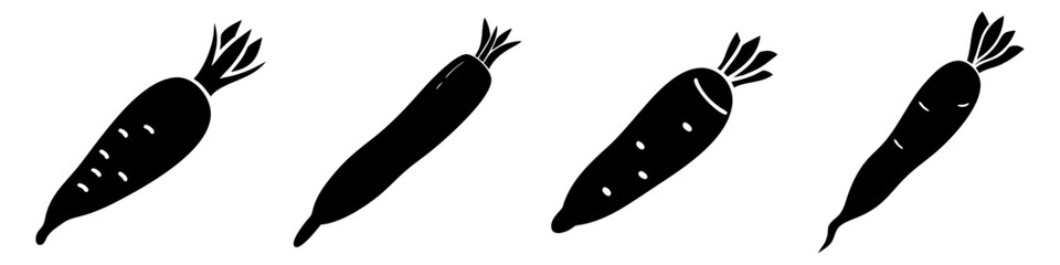 daikon radish icon, daikon radish silhouette vector illustration-simple silhouette illustration of daikon radish, perfect for daikon radish logos and icons