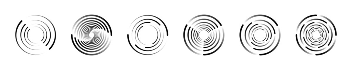 Abstract Circular Line Patterns with Gradients Vector Set