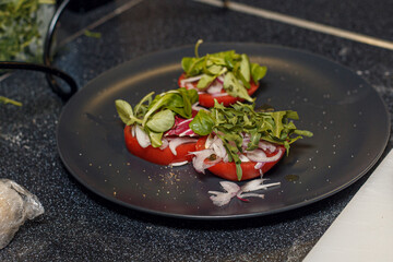 tomato carpaccio with arugula