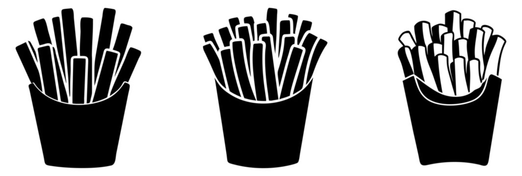 french fries icon, french fries silhouette vector illustration-simple silhouette illustration of french fries, perfect for french fries logos and icons