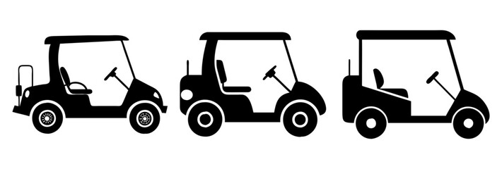 golf cart icon, golf cart silhouette vector illustration-simple silhouette illustration of golf cart, perfect for golf cart logos and icons