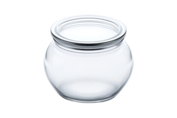 Empty glass jar with silver lid perfect for preserving or storing homemade goods Simple design clear
