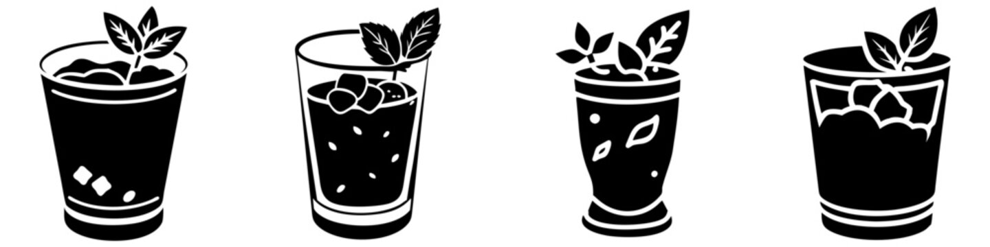 mint julep icon, mint julep silhouette vector illustration-simple silhouette illustration of mint julep, perfect for mint julep logos and icons