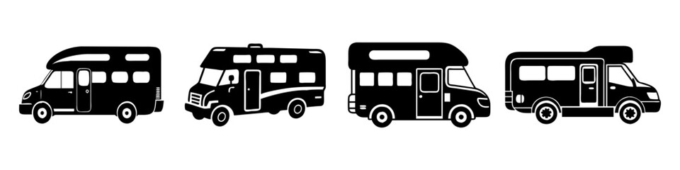 motorhome icon, motorhome silhouette vector illustration-simple silhouette illustration of motorhome, perfect for motorhome logos and icons