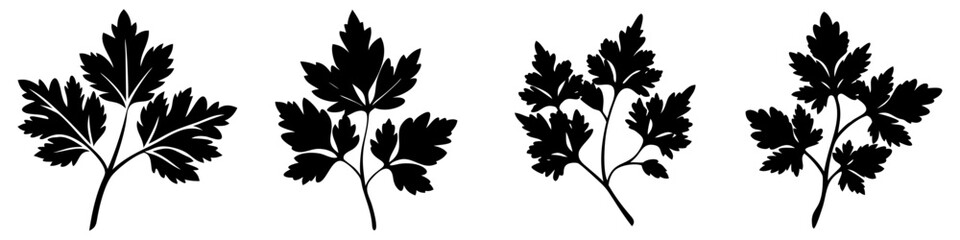 parsley sprig icon, parsley sprig silhouette vector illustration-simple silhouette illustration of parsley sprig, perfect for parsley sprig logos and icons