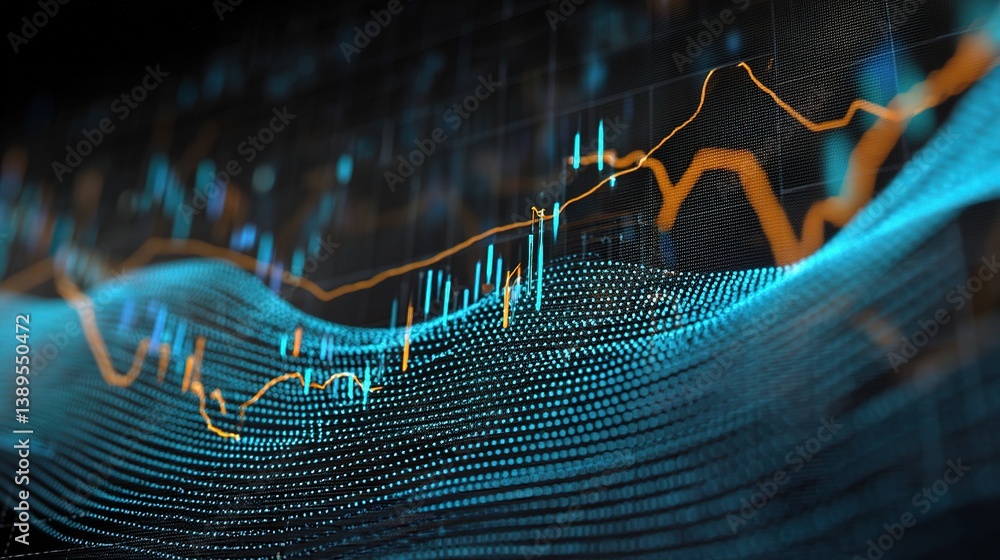 Poster abstract financial technology graph visualizing data trends and insights