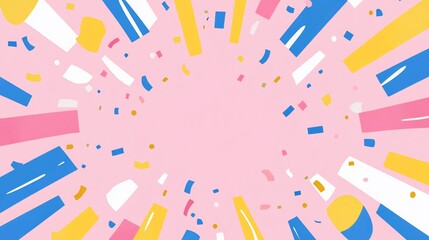 Modern gender reveal card abstract confetti explosion in pastel hues clean central area for baby name and date