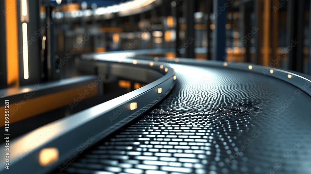 Poster smart conveyor belts and robotic automation optimizing production speed.