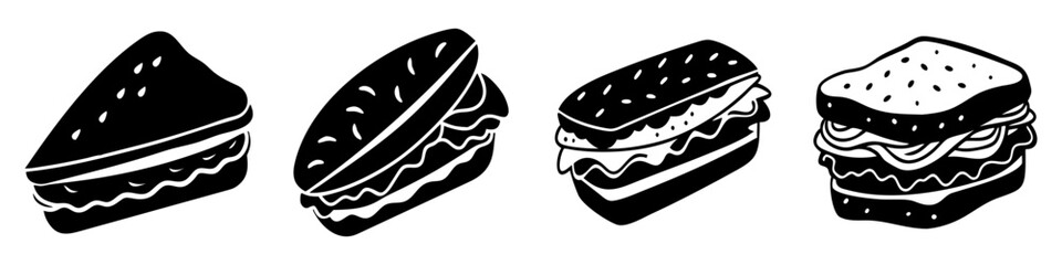 sandwich icon, sandwich silhouette vector illustration-simple silhouette illustration of sandwich, perfect for sandwich logos and icons