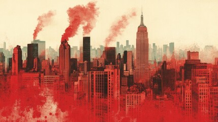 Polluted urban skyline