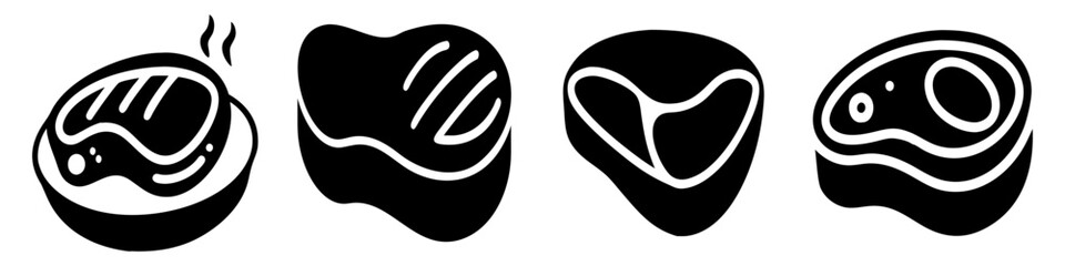 steak icon, steak silhouette vector illustration-simple silhouette illustration of steak, perfect for steak logos and icons