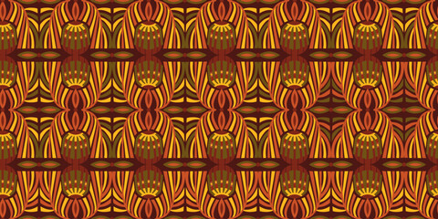 African ethnic traditional native pattern. Seamless pattern beautiful Kitenge, chitenge, dutch wax, and Ankara style. Design for carpet, wallpaper, clothing, wrapping, fabric, cover, dress. Vector
