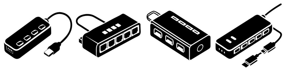 usb hub icon, usb hub silhouette vector illustration-simple silhouette illustration of usb hub, perfect for usb hub logos and icons