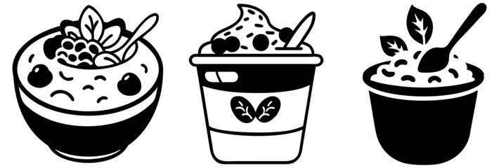 yogurt with granola icon, yogurt with granola silhouette vector illustration-simple silhouette illustration of yogurt with granola, perfect for yogurt with granola logos and icons