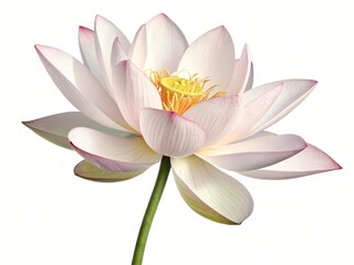 Elegant Pink and White Lotus Flower Blossom Isolated on White Background