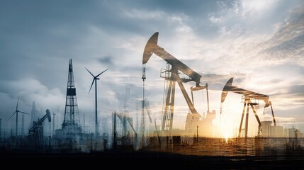 Next Generation Energy Business Concept with Oil and Wind Power