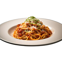 Spaghetti in Tomato Sauce Isolated on White Background AI Generated
